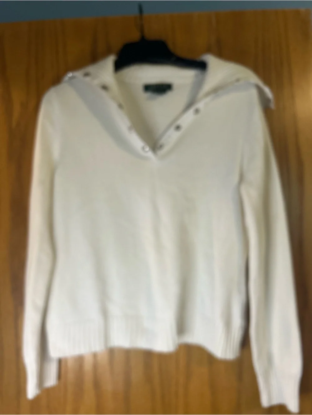 Ralph Lauren White Cotton Convertible snap turtleneck sweater Women’s Large - Picture 11 of 14